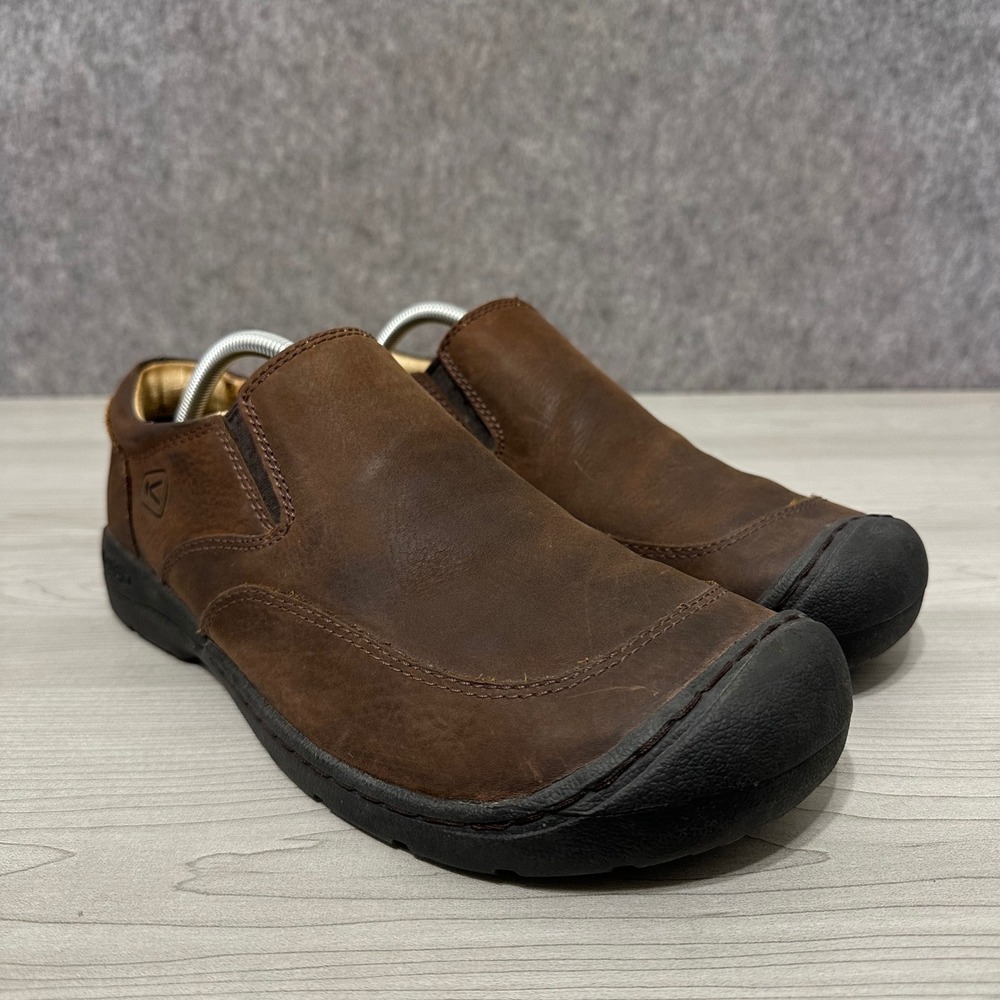 KEEN Targhee III Slip-On Mens 11 Brown Leather Casual Hiking Walking Shoes